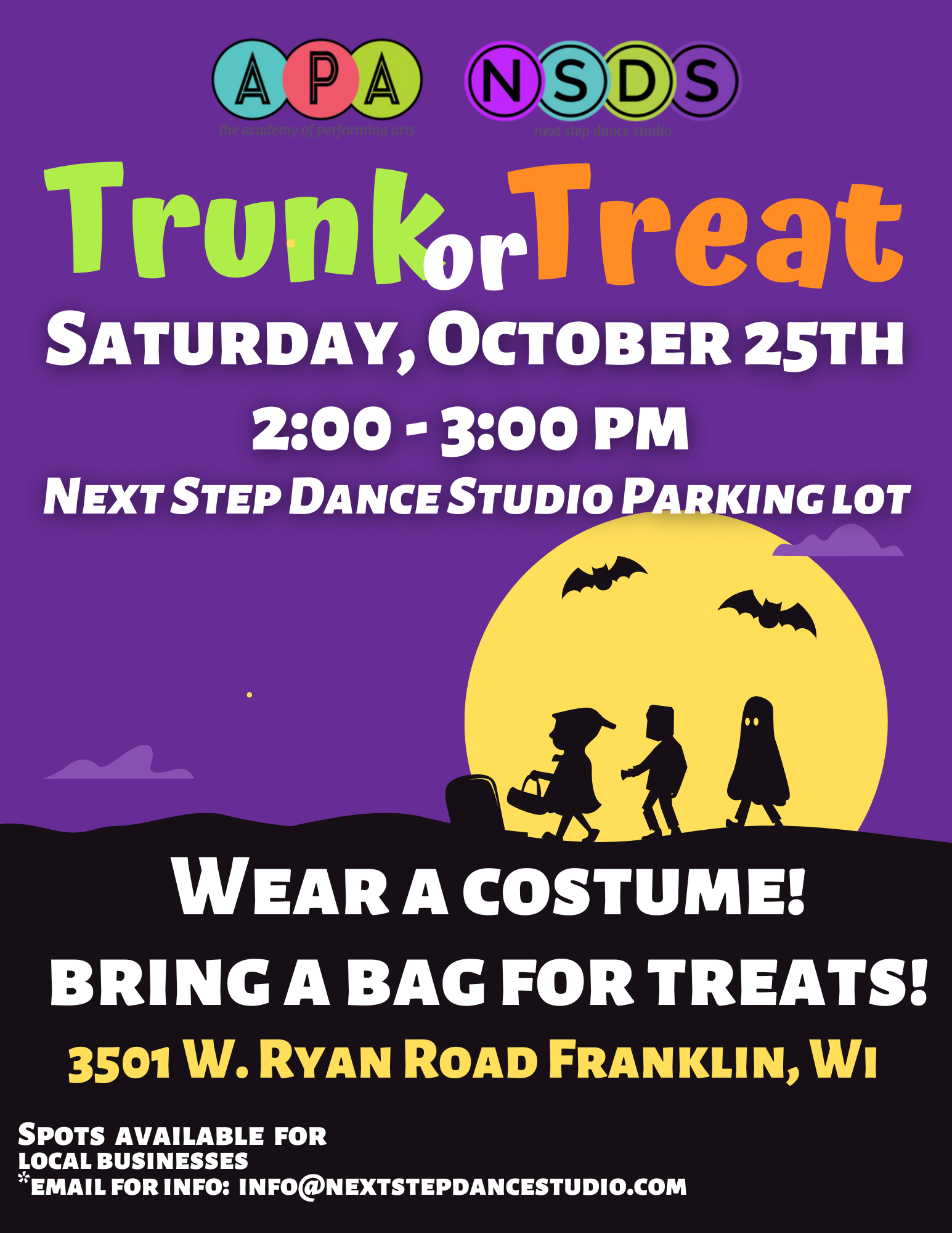 trunk or treat poster 2025 apa nsds
